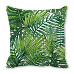 Tropical Leaf Print Plush Pillow Cover