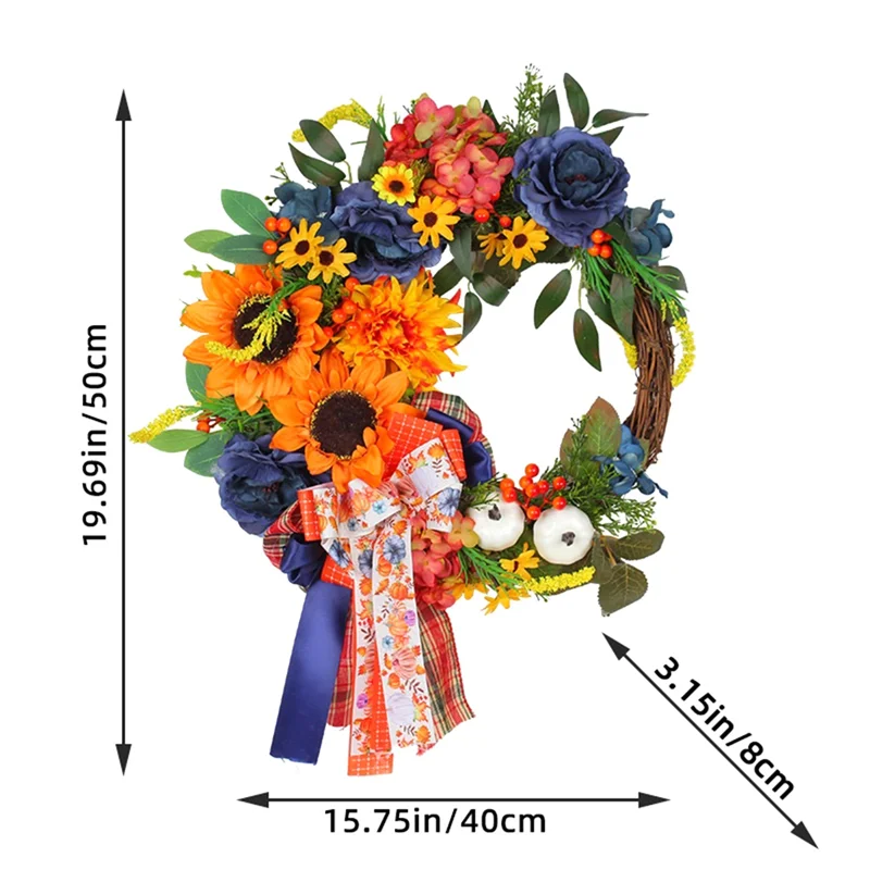Autumn Harvest Artificial Flower Door Wreath
