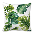 Tropical Leaf Print Plush Pillow Cover