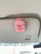 Cute Pink Bow Car Sun Visor Sunglasses Holder