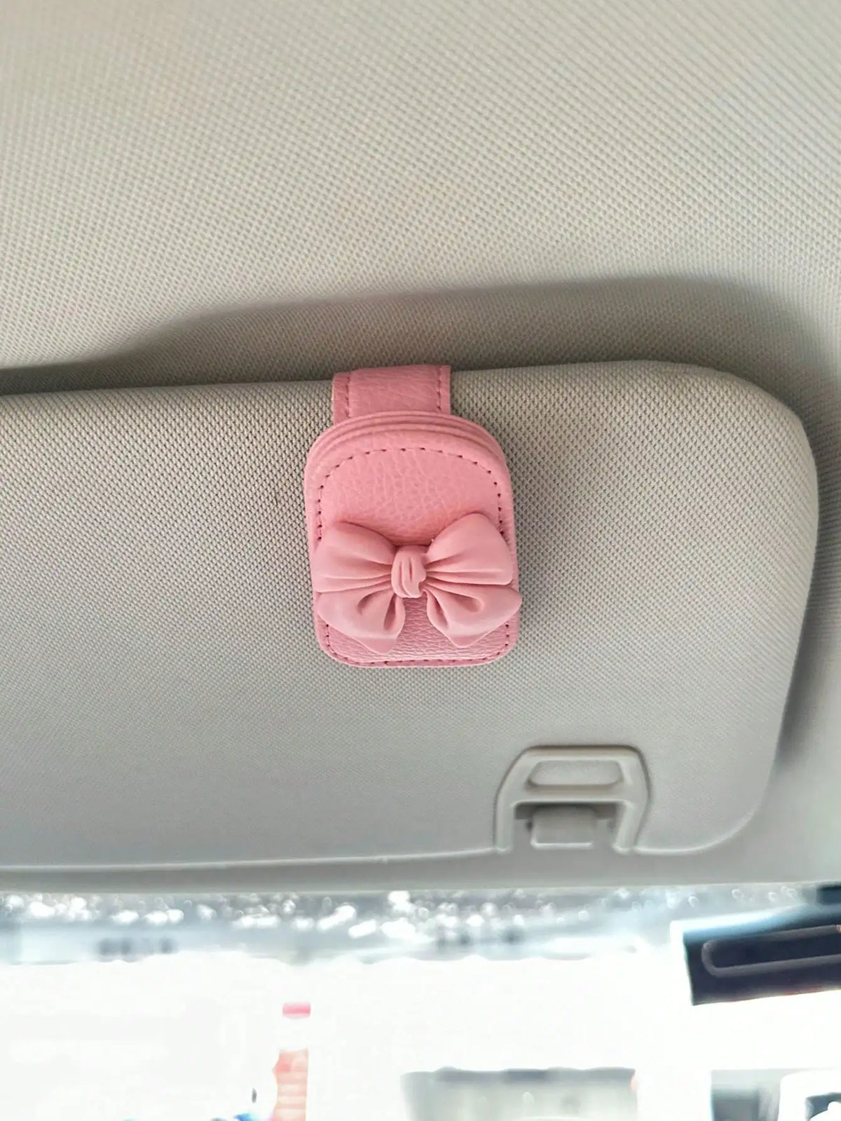 Cute Pink Bow Car Sun Visor Sunglasses Holder
