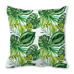 Tropical Leaf Print Plush Pillow Cover