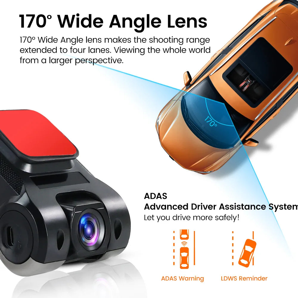 170° Wide-Angle ADAS Dash Cam