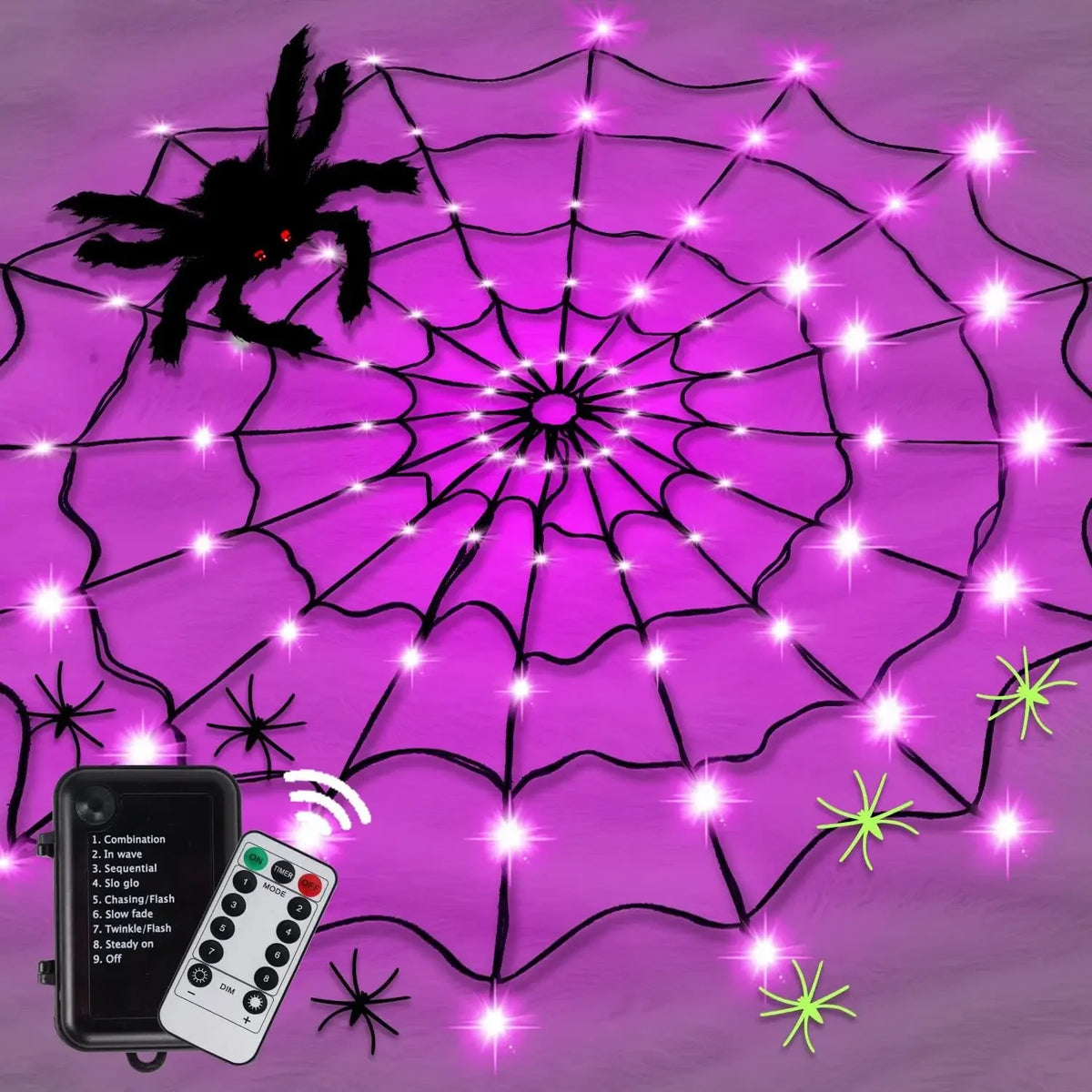Halloween Glowing Spider Web Decoration Lights