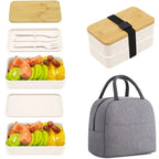 2-Tier Bento Lunch Box with Cutlery Set