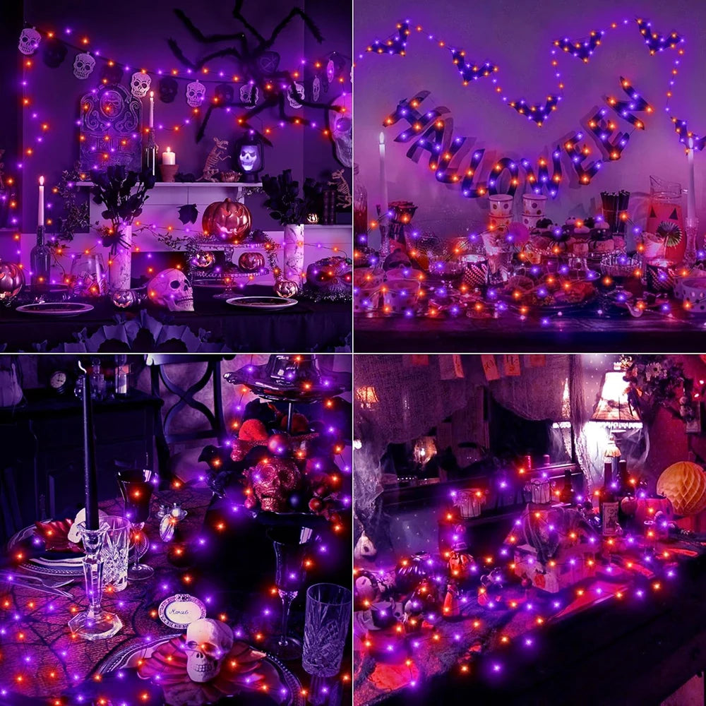 LED Halloween Purple & Orange Fairy String Lights