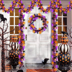 Halloween Glitter Bat & Pumpkin Door Wreath