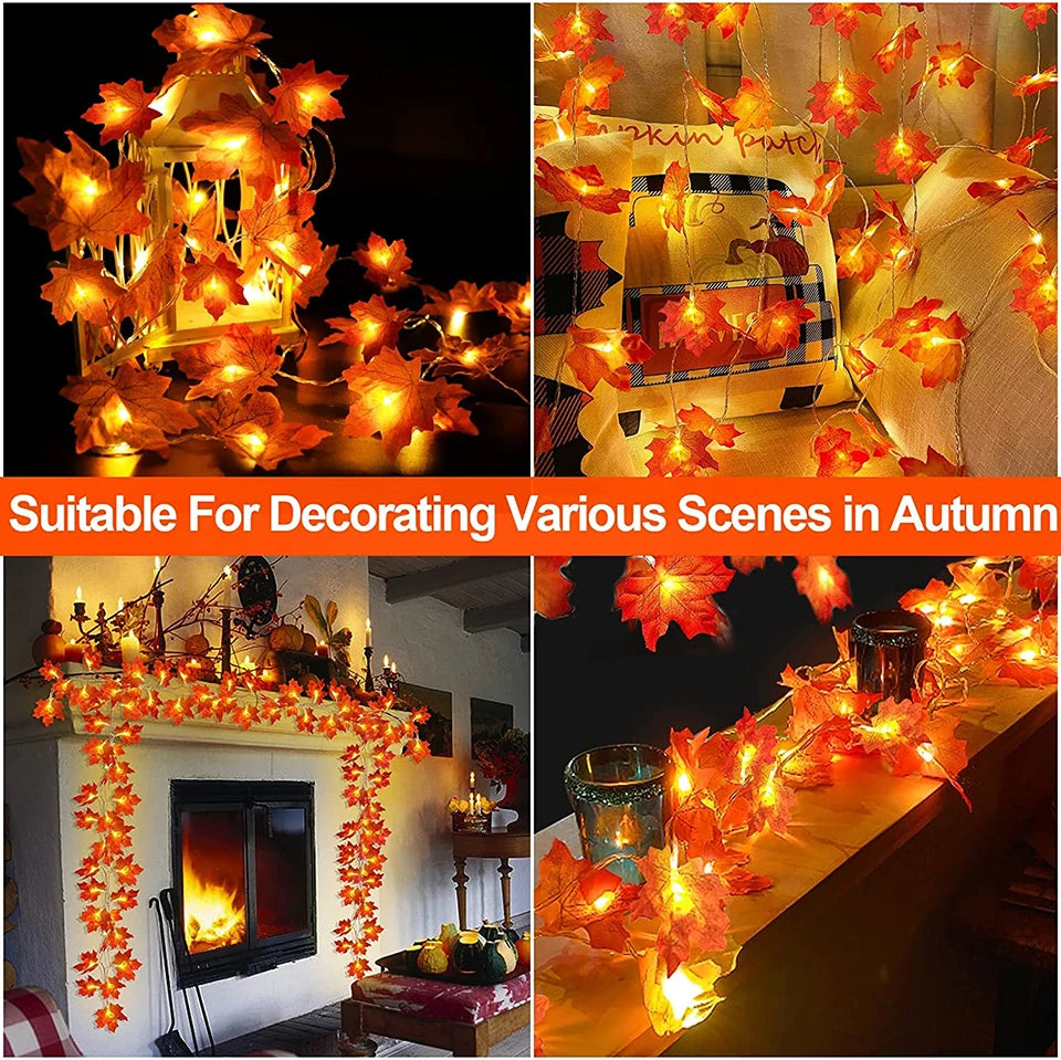 Lighted Fall Maple Leaf Garland
