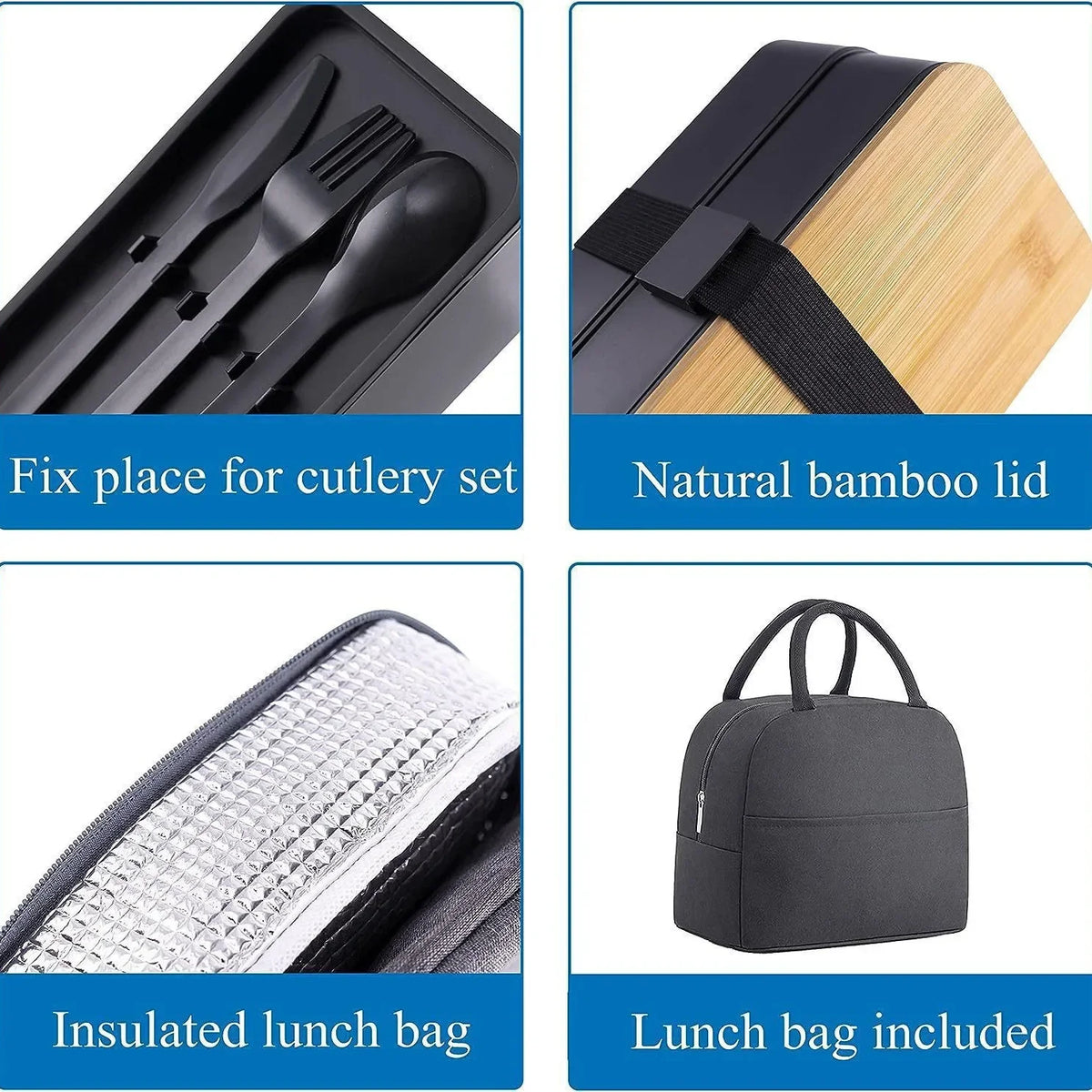 2-Tier Bento Lunch Box with Cutlery Set