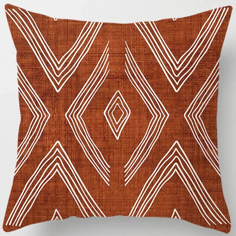 Brown Geometric Cushion Cover
