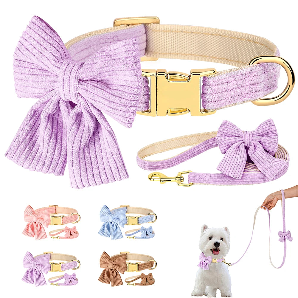 Bowknot Dog Collar & Leash Set