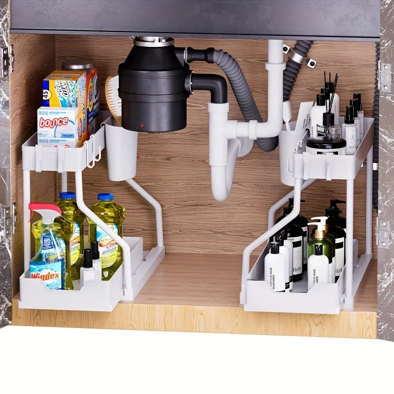 2-Tier Under-Sink Organizer with Pull-Out Drawer