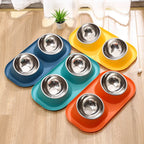 Tilted Stainless Steel Double Pet Bowl