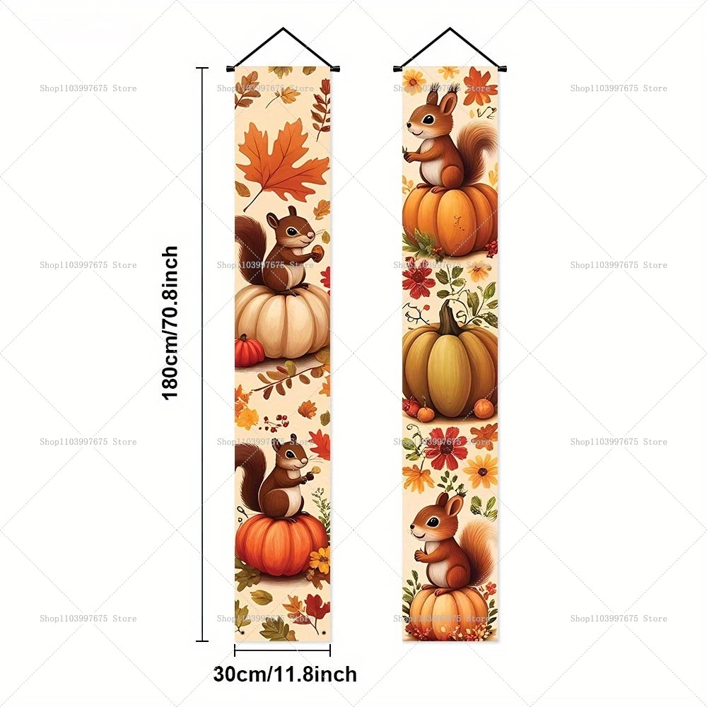 Thanksgiving Squirrel Porch Banner