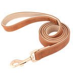 Soft Padded Leather Dog Collar & Leash Set