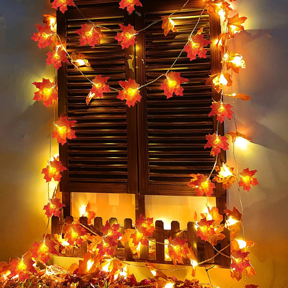 Lighted Fall Maple Leaf Garland