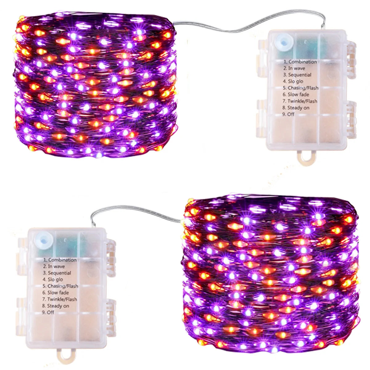 LED Halloween Purple & Orange Fairy String Lights