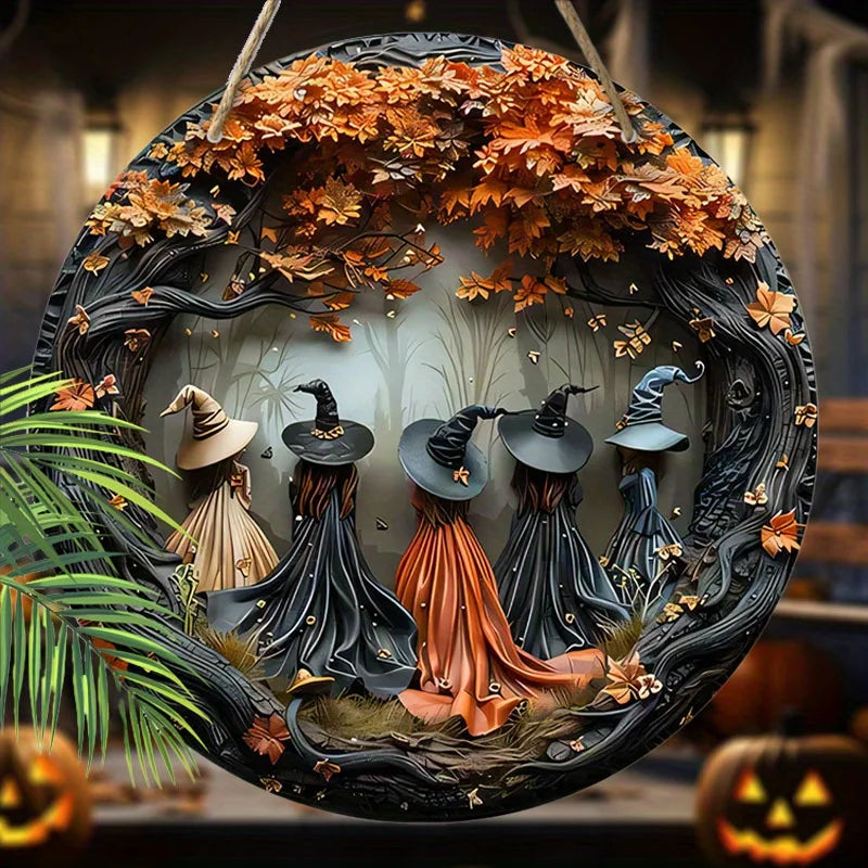 Halloween Gothic Witch Wooden Hanging Decor