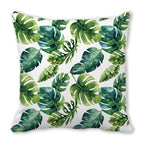Tropical Leaf Print Plush Pillow Cover