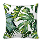 Tropical Leaf Print Plush Pillow Cover
