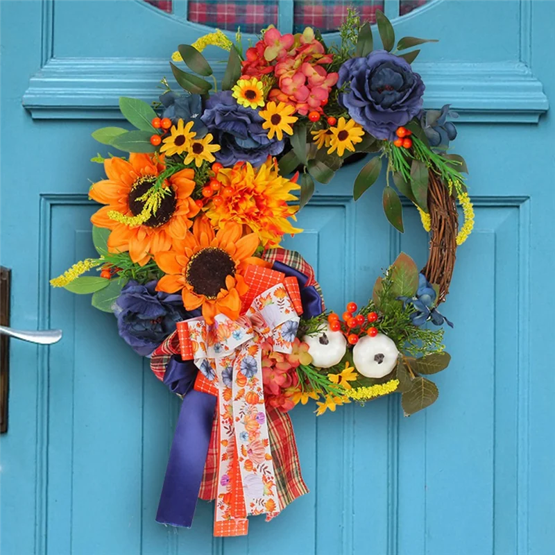 Autumn Harvest Artificial Flower Door Wreath