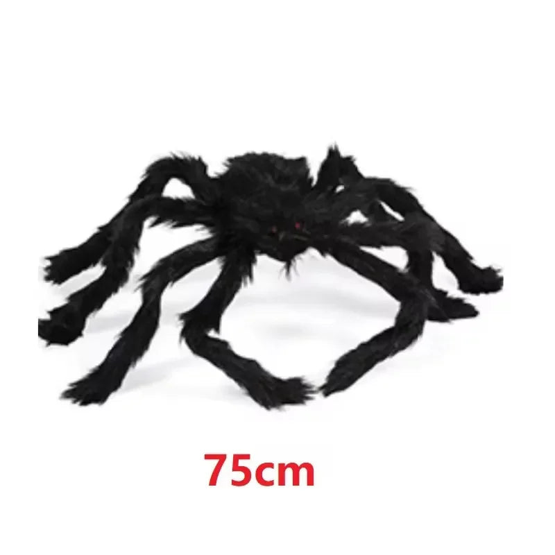 Giant Black Plush Spider Halloween Prop