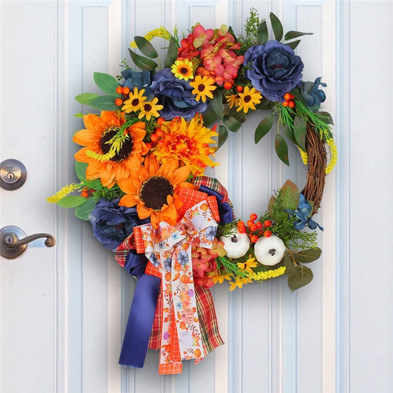 Autumn Harvest Artificial Flower Door Wreath
