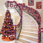 Halloween Glitter Bat & Pumpkin Door Wreath