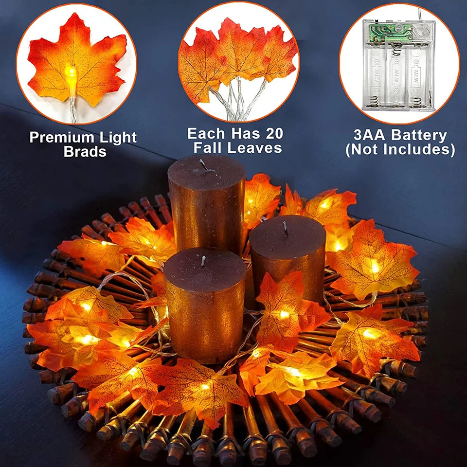 Lighted Fall Maple Leaf Garland