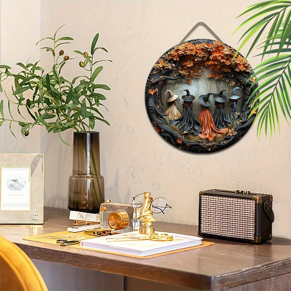 Halloween Gothic Witch Wooden Hanging Decor