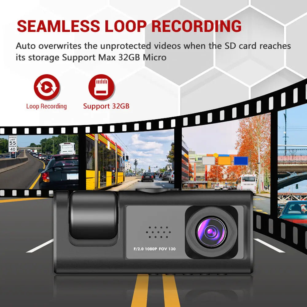 1080p 3-Camera Dash Cam
