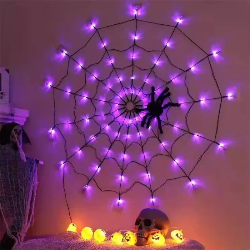 Halloween Glowing Spider Web Decoration Lights
