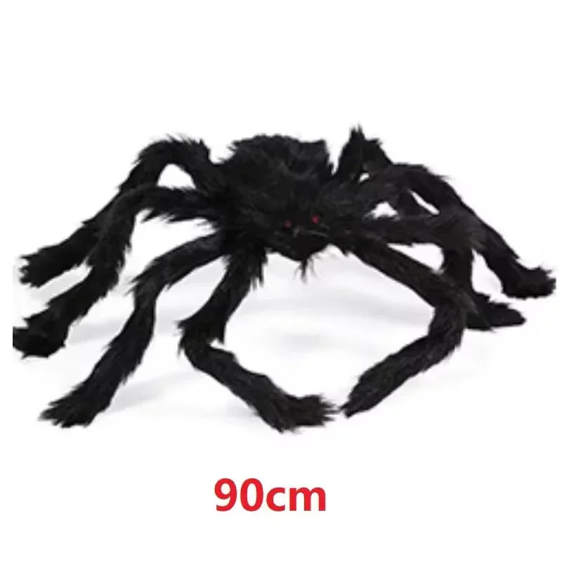Giant Black Plush Spider Halloween Prop