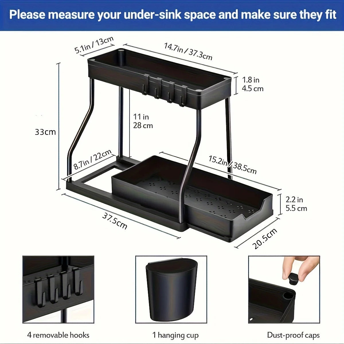 2-Tier Under-Sink Organizer with Pull-Out Drawer