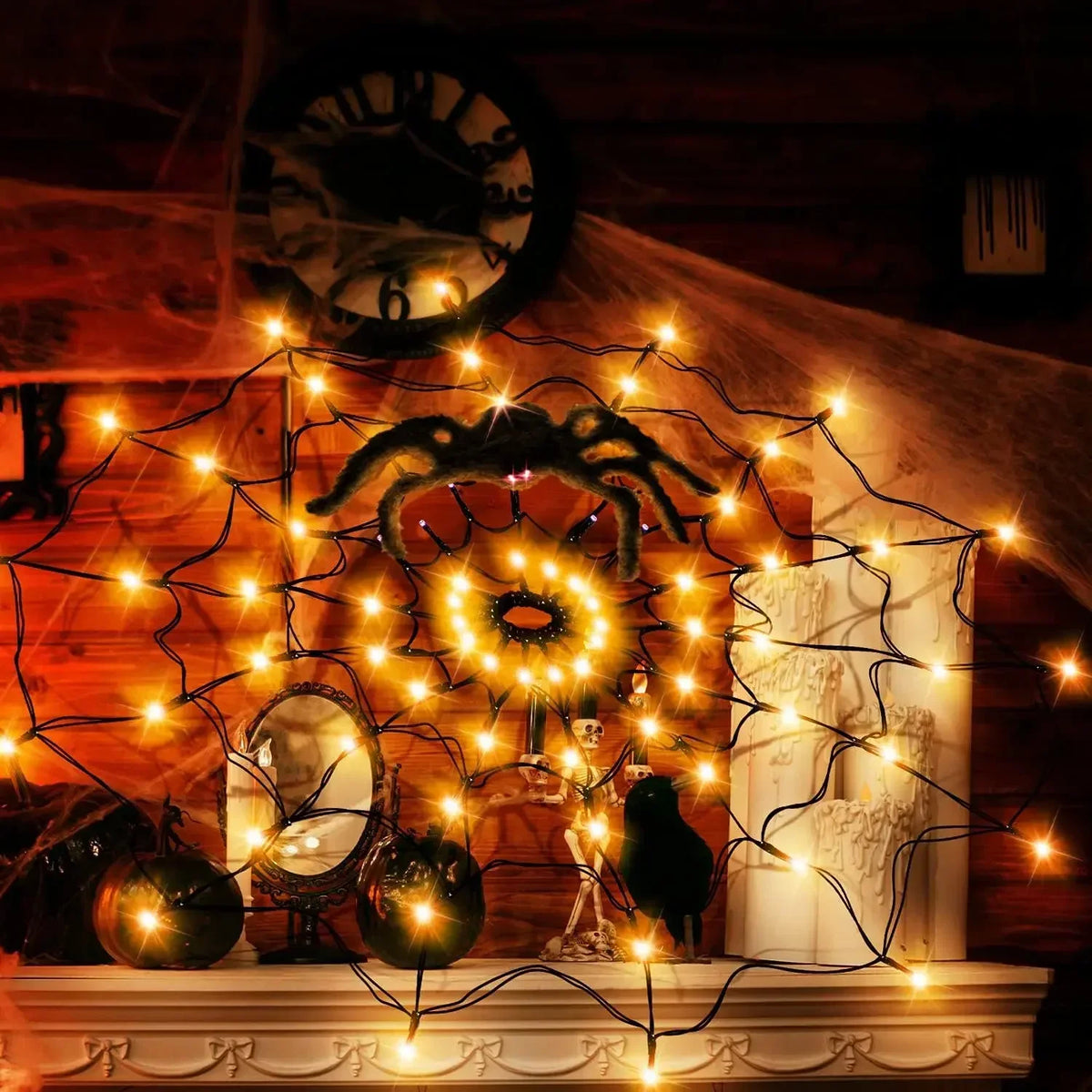 Halloween Glowing Spider Web Decoration Lights