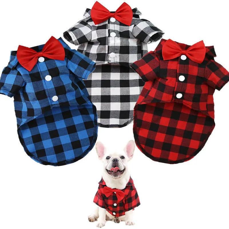 Plaid Shirt & Bow Tie Pet Costume