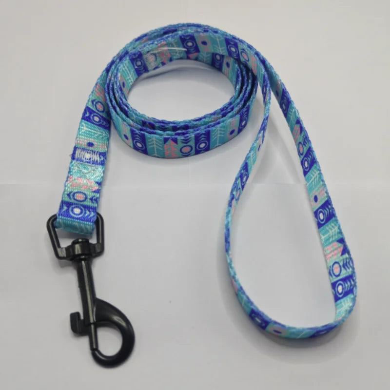 Colorful Printed Dog Collar & Leash Set