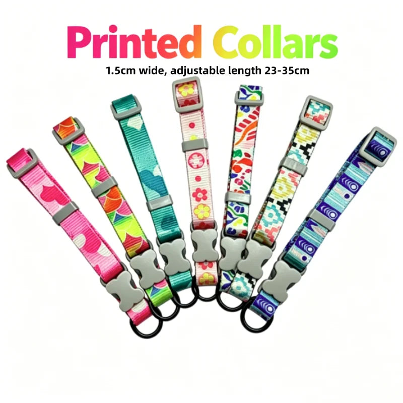 Colorful Printed Dog Collar & Leash Set